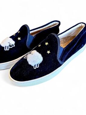 Saludos slip-on shoes with sheep in Midnight Blue